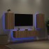 Muebles TV pared con LED 4 pzas madera ingeniería roble