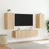 Muebles TV pared con LED 4 pzas madera ingeniería roble