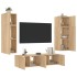 Muebles TV pared con LED 6 pzas madera ingeniería roble