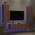 Muebles TV pared con LED 6 pzas madera ingeniería roble