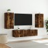 Muebles TV pared con LED 4 pzas madera ingeniería roble