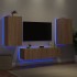 Muebles TV pared con LED 4 pzas madera ingeniería roble