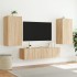 Muebles TV pared con LED 4 pzas madera ingeniería roble