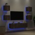 Muebles TV pared con LED 6 pzas madera ingeniería roble