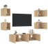 Muebles TV pared con LED 6 pzas madera ingeniería roble