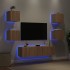 Muebles TV pared con LED 6 pzas madera ingeniería roble