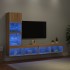 Muebles TV pared con LED 4 pzas madera ingeniería roble