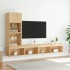 Muebles TV pared con LED 4 pzas madera ingeniería roble