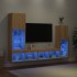 Muebles TV pared con LED 4 pzas madera ingeniería roble