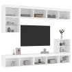 Muebles de TV de pared con LED 8 pzas madera ingeniería blanco