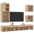 Muebles TV pared con LED 5 pzas madera ingeniería roble