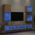 Muebles TV pared con LED 5 pzas madera ingeniería roble