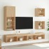 Muebles TV pared con LED 5 pzas madera ingeniería roble