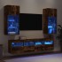 Muebles TV pared con LED 5 pzas madera ingeniería roble