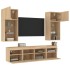 Muebles TV pared con LED 5 pzas madera ingeniería roble