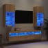 Muebles TV pared con LED 5 pzas madera ingeniería roble