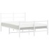 Estructura cama metal con cabecero y estribo blanco 140x190