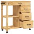 Carrito de cocina MONZA madera maciza de pino 84x40x90