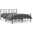 Estructura de cama cabecero y estribo metal negro 160x200 cm