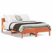 Estructura cama con cabecero madera pino marrón cera 140x190 cm