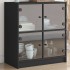 Armario auxiliar con puertas de vidrio negro 68x37x75,5