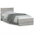 Estructura de cama cabecero luces LED gris Sonoma 75x190