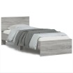 Estructura de cama cabecero luces LED gris Sonoma 75x190 cm