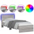 Estructura de cama cabecero luces LED gris Sonoma 75x190