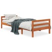 Estructura de cama madera maciza de pino marrón cera 80x200 cm