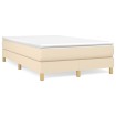 Cama box spring con colchón tela color crema 120x190 cm