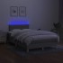 Cama box spring con colchón y LED tela gris claro 120x190