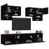 Mueble de pared de TV con luces LED 6 piezas