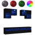 Mueble de pared de TV con luces LED 6 piezas