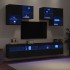 Mueble de pared de TV con luces LED 6 piezas