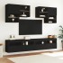 Mueble de pared de TV con luces LED 6 piezas