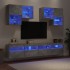 Muebles de TV de pared con luces LED 6 piezas gris