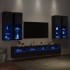 Muebles de TV de pared con luces LED 7 piezas