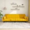 Sofá cama de 2 plazas con dos almohadas terciopelo amarillo