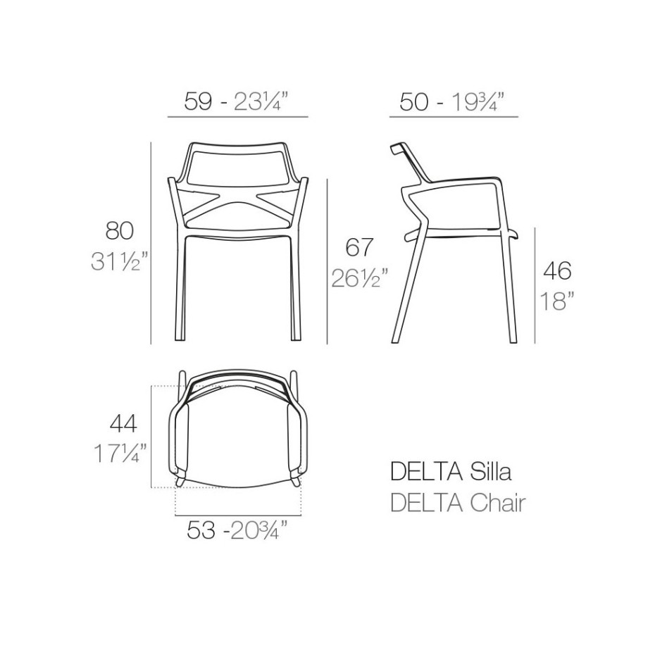 Silla con brazos, apilable, modelo Delta