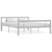 Estructura de cama de metal gris y blanco 140x200 cm