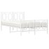 Estructura cama metal con cabecero y estribo blanco 120x190