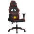 Silla gaming de masaje cuero sintético negro y rojo vino