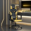 Silla gaming de masaje cuero sintético negro y dorado