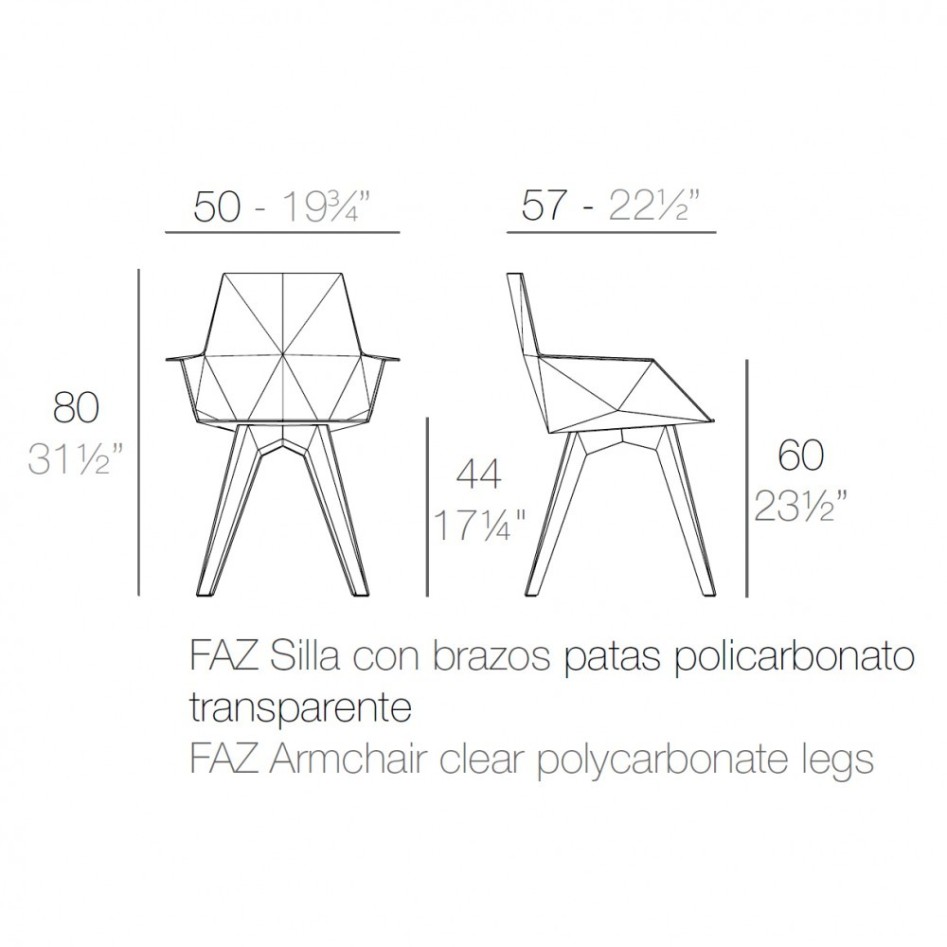 Sillón de diseño con brazos, modelo Faz