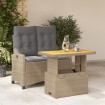 Set comedor de jardín 2 pzas con cojines ratán sintético beige