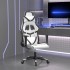 Silla gaming de masaje cuero sintético blanco y