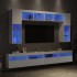 Mueble de pared de TV con luces LED 8 piezas