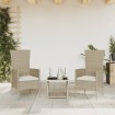 Set comedor de jardín 3 pzas con cojines ratán sintético beige