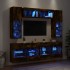 Muebles de TV de pared con luces LED 6 piezas roble