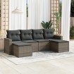 Set de muebles de jardín 6 pzas y cojines ratán sintético gris